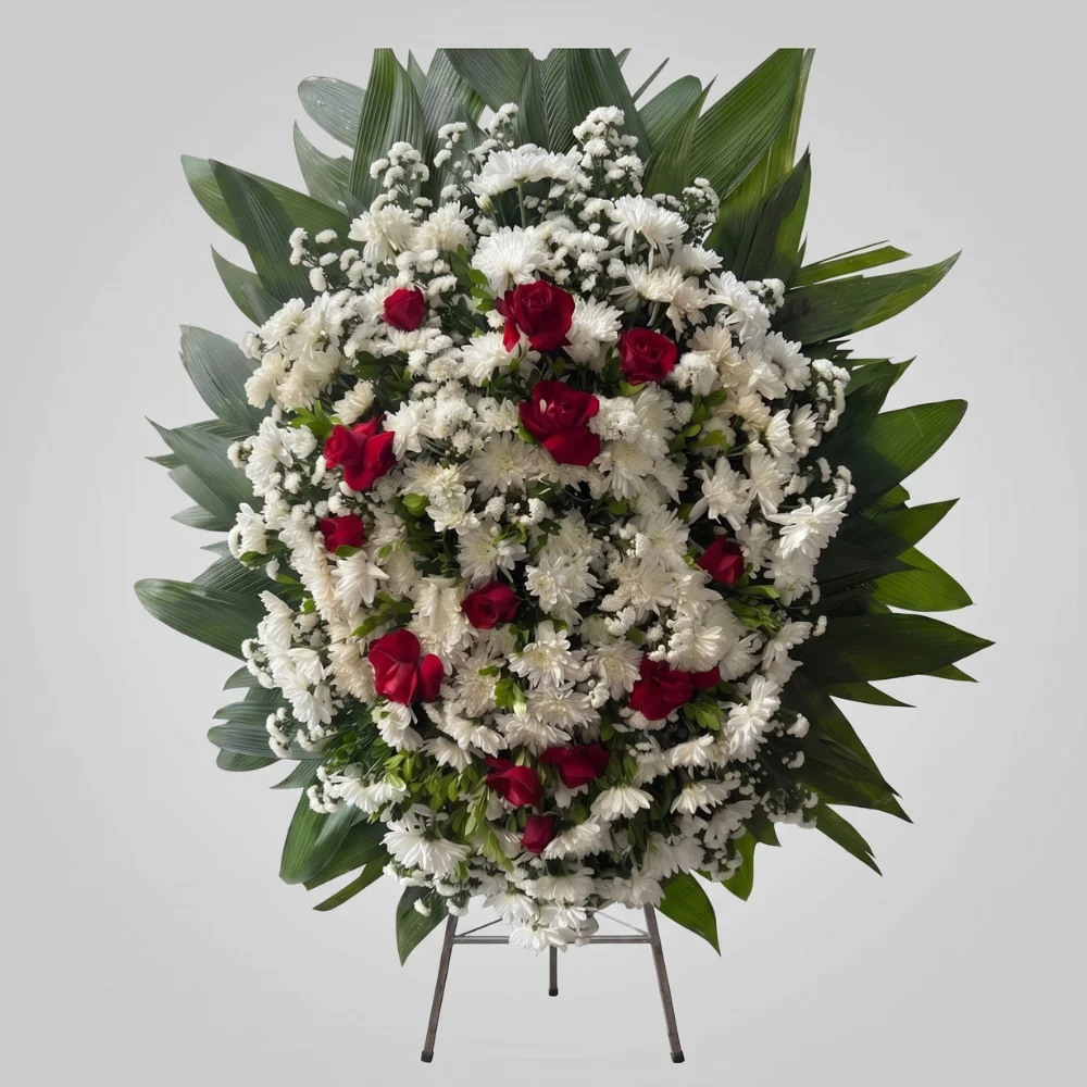 Coroa de flores especial para velório com orquídeas e flores nobres em arranjo eterno — modelo Especial Eternidade